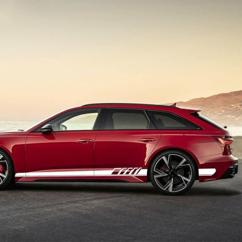 Autoaufkleber Autotür Seitentür für Audi RS3 RS4 RS5,Autostreifen Rock Aufkleber Zubehör,C/White