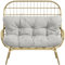 Outsunny Gartensofa Lounge Sofa in Rattanoptik, 2 Sitzer Rattansofa mit Armlehne, Gepolstertem Kissen, für Garten, Balkon, bis 240 kg Belastbar, Hellgrau