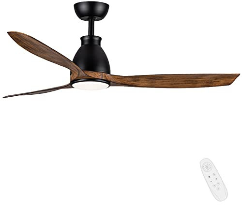 Newday Ventilador de Techo con Luz y Mando a Distancia Silencioso Motor DC, 132cm Ventilador de Techo Madera con Lámpara, Ventiladores de Techo con Luz Dimmbar, 3 Palas ABS para Dormitorio Salón