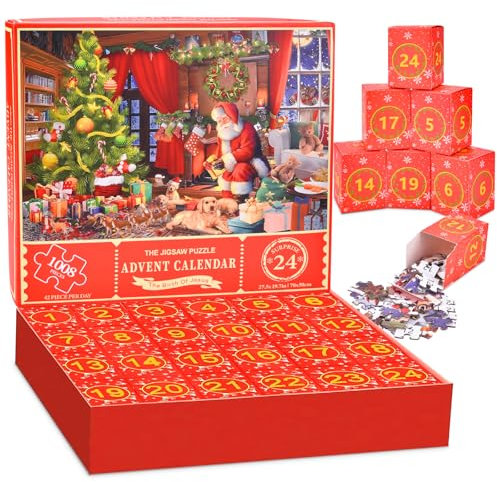 Puzzle Adventskalender 2024 Erwachsene Kinder, Weihnachten 1008 Teile Adventskalender Jigsaw Puzzle für Frauen Männer Weihnachts Geschenk