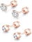 ZOCOYUU 2 Pairs Stud Earrings Set,Hypoallergenic 5A Cubic Zirconia 316L Stainless Steel CZ Screw Back for Men,Women,Boys & Girls (2 Pairs Rose Gold-4mm)