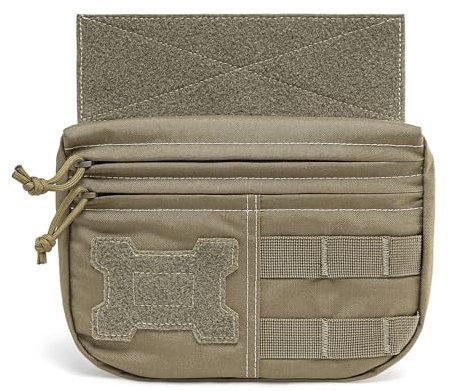 TSPRO Khaki Pochette Tactique Molle Multifonctionnelle avec Plusieurs Compartiments avec Un Panneau à Scratch, Adaptée pour Les Ceintures, Gilets Tactiques et Systèmes de Sangles de Poitrine