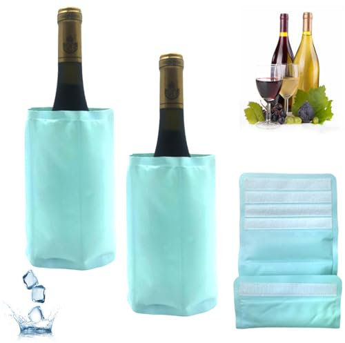 Ice Wine Sleeve, Ice Wine Chiller, Wine Cooler Refrigerator, Wine Bottle Chiller Cooler for Red White Champagne or Sparkling. Gel Cooling Holder Freestanding Carrier Chilling (Mint Green Wine Sleeve)