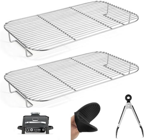 Grille de Gril Antiadhésif pour Ninja Woodfire Barbecue Électrique & Fumoir, Accessoires de Gril Compatible avec Ninja Woodfire OG701 OG751 Gril Extérieur (2PCS)
