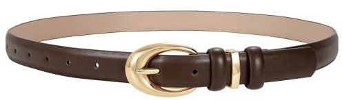 JasGood Damen Ledergürtel für Jeans Hosen Mode Damen Skinny Kunstleder Kleid Gürtel mit Gold Schnalle