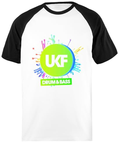 Ukf Drum and Bass Baseball Unisex T-Shirt Weiß Schwarz Kurzarmshirt