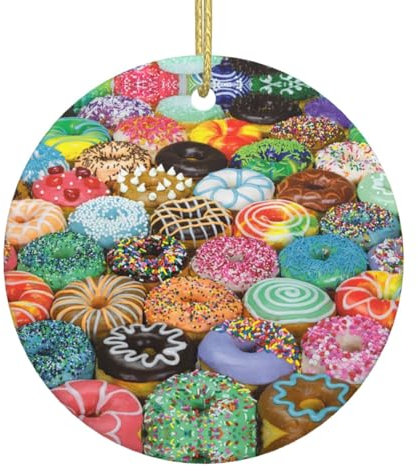 Donuts Weihnachtsbaum Keramik Hängende Ornamente – Dekorative Xmas Home Party Urlaub Supplies – Geeignete Wandhalterungen