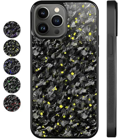 Generic Forged Carbon Fiber Phone Case for iPhone 16 Pro Max, Carbon Fiber Case, Support Wireless Charging, Magnetic, Yellow