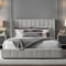 Furnishion Wingback Panel Super King Bed Frame with Storage - Silver Ottoman Bed Super King - Upholstered Panel Storage Bed - Mattress Not Included