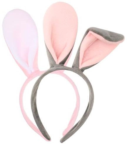 Abeillo Hasenohren Haarreif 2 Stück, Rosa Grau Hasen Ohren Haarreif, Plüsch Hasenohren Stirnband für Ostern Bunny Kostüm Cosplay Karneval Party Geburtstag Kinder Erwachsene