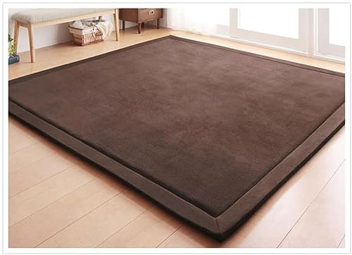 Rutschfeste Krabbelmatte für Babyzimmer, Korallensamt, dicker Kinderteppich, 2 cm, Braun, 60 x 100 cm