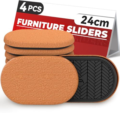 4 Stück ovale Filz-Möbelgleiter für Hartholzböden, 24 cm x 14,5 cm, wiederverwendbarer Möbelgleiter mit extra dickem Design, robuste Möbelgleiter, Filzgleiter, müheloses Verschieben