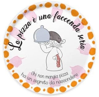 ROSE & TULIPANI Piatto pizza in porcellana con Pulcinella ChePizza D32 cm 6 varianti(1pz) ROSA