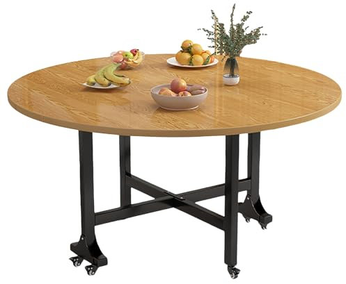 Générique Consoles de Couloir, Table de canapé Fine, Table de Salle à Manger Ronde à abattants, Portable, avec roulettes, pour Petits espaces, Table Extensible multifonctionnelle, Finition Noyer