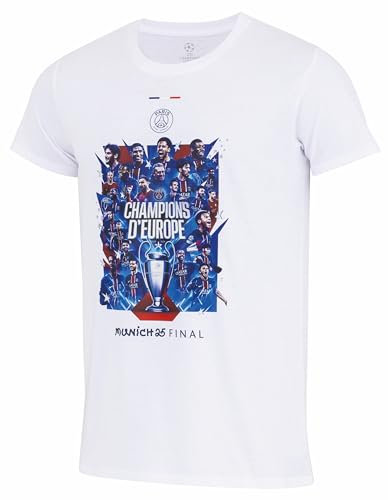 T-Shirt PSG Homme - Champions d'europe 2025 - Collection Officielle Paris Saint-Germain - Taille XL