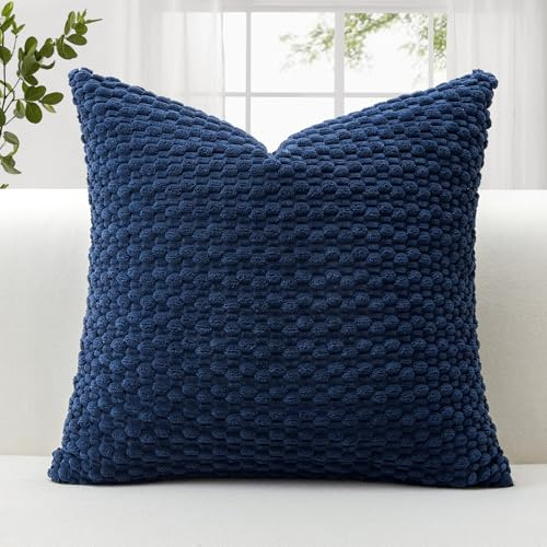 JOTOM 1 Stück Cord Kissenbezüge, 3D Bubble Texture Boho Zierkissenbezug Dekorative Sofakissen Dekokissen Kordsamt Kissenbezug Deko Kissenhülle für Couch Sofa Wohnzimmer (50x50cm, Marineblau)