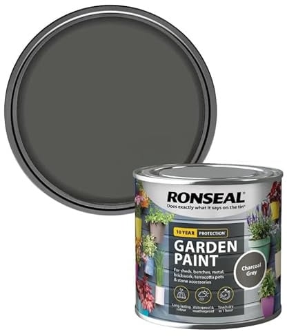 DUAYRA Garden Wood Paint 250ML | Outdoor Furniture Paints | Multi-Surface Waterproof Weather Resistant | Quick Drying Formula | For Benches, Terracotta Pots, Brickwork, Stones | (Charcoal Grey)