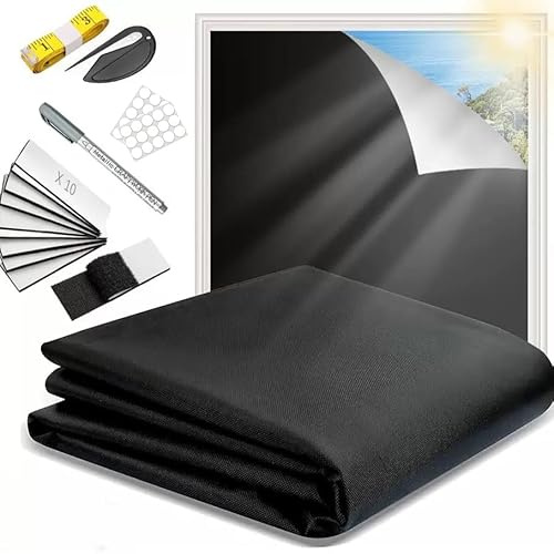 Neuytiky Telo Oscurante Finestra 300x145cm Tende Oscuranti Persiane Per Finestre Interno Senza Foratura 100% Oscurante Totale per Camera da Letto Lucernari Antivento Anti-UV Tagliabile