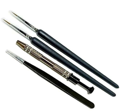 4 Pcs Mechanical Keyboard Switch Lubing Tool Kit – Brushes, Stem Holder & Tweezers for Switch Lubrication | Suitable for Cherry MX/Gateron/Kailh Switches, and Krytox 205g0 Lube