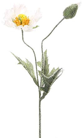 artplants.de Künstliche Mohnblume, weiß, 40cm, Ø 9cm - Kunstblume