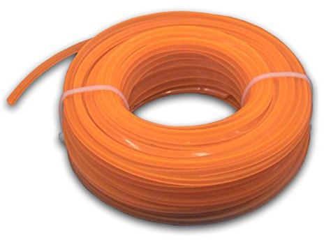 vhbw Universal Trimmer-Faden kompatibel mit Rasenmäher, Rasentrimmer - Ersatz-Faden, Orange, 2,4 mm x 15 m, Viereckig