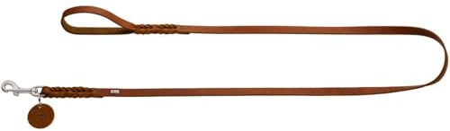 HUNTER Hundeführleine SOLID EDUCATION, Farbe: cognac, Leder, geflochten, robust, weich, Handschlaufe, Größe: 11/110