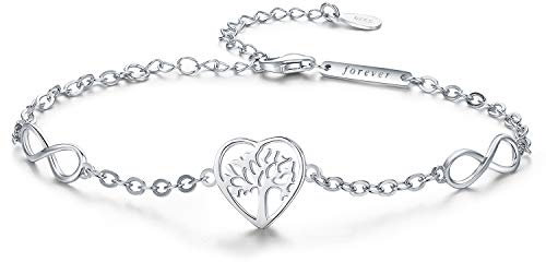 TANGPOET Tree of Life Bracelet for Women 925 Sterling Silver Infinity Friendship Bracelets Adjustable Chain Valentines Day Jewellery Gifts for Ladies Girls Friends Sister Daughter Mum
