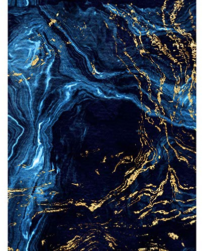 Abstract Dark Blue Gold Water Large Wall Art Print Canvas Premium Poster Abstrakt Blau Wasser Wand