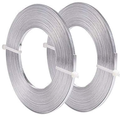 BENECREAT 10m (33FT) 3mm Breiter Silberner Aluminium Flachdraht Eloxiert Flacher Kunstdraht für Schmuckherstellung, 5m/Rolle