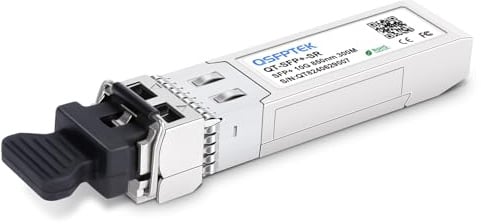 QSFPTEK 10G-SR SFP+ 850nm 300m Module, 10GBASE-SR LC Multimode Transceiver for HPE J9150A, Netgear, D-Link, TP-LINK, Zyxel, Qnap Nas (850nm, 300m, with DDM)