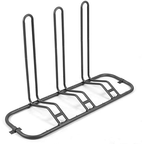 Fahrradständer Boden für 3 Fahrräde, Einstellbare Fahrradhalter Indoor & Outdoor mit 2 Bodenverankerungsbügeln, Fahrrad Ständer für Erwachsene & Kinder – Ideal für Mountainbikes & Rennräder & E-bike