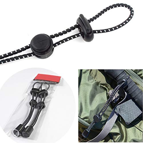 Rawisu Corde élastique avec Boucle de Fixation, 2 pièces, Noir, Élastique, 5 kg, Boucle de lanière de Poteau de randonnée extérieure, équipement de Liaison de Corde Fixe
