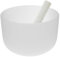 Crystal Singing Bowl F Note for Heart Chakra Frosted Quartz 8 Inch White Perfect Sound with Suede Striker