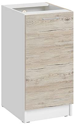 Cuisineandcie - Meuble Bas Eco en Noyer Blanchi avec 1 Porte L 40 cm + 1 étagère - Placard de Rangement