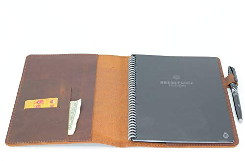 JJNUSA Kompatibel mit Rocketbook Cover Smart Business handgefertigtes Notizbuch aus echtem Leder für Everlast, Fusion, Wave Moleskin A5 Executive 22,4 x 15,2 cm Braun
