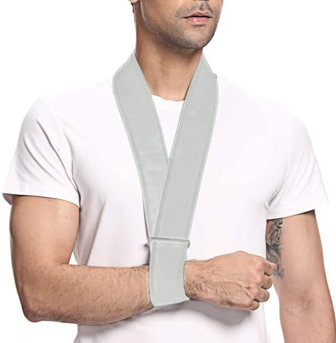 supregear Armschlinge, Leichte Verstellbare Nackenstütze Wegfahrsperre Einfache Armschlinge Atmungsaktive Schulterstütze für Männer und Frauen, Grau
