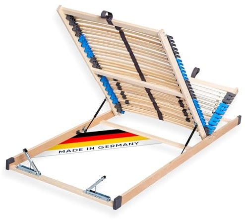 CubeSleep 7 Zonen Lattenrost Pure ECO KF 42 Leisten mit Bettkasten-Funktion | Kopf- und Fußteil verstellbar | Made in Germany (90 x 200 cm)