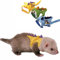 Frettchen-Geschirr und Leine, weiches Fleece, Dinosaurier-Form mit sicherer Glocke, kein Ziehen, bequem gepolsterte Weste für Frettchen, Meerschweinchen, Chinchilla und ähnliche Kleintiere (3er-Pack,