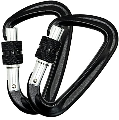 2 Pezzi Moschettone in Alluminio D-Ring Moschettoni per Campeggio Esterni Casa, Caravan,Campeggio, Pesca, Escursioni, Viaggi, Portachiavi Ecc, 1200 kg/12 KN