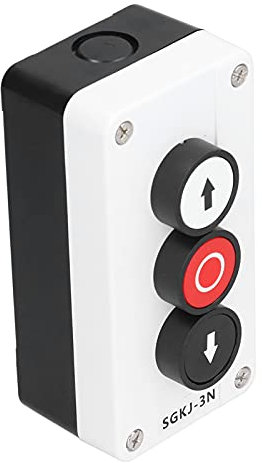 Momentary Switch Box Up and Down Stop Control Momentary Switch Pushbutton Switches Station AC 400V IP32 Waterproof for Winch Roller Door Truck Tail Lift(SGKJ-3N)