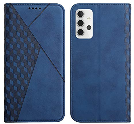 KOUYI Coque pour Samsung Galaxy A32 4G, Premium Flip Housse Étui Protection Rabat Clapet Portefeuille Phone Cover Magnétique [Porte Cartes] Antichoc Béquille Cover (Bleu)