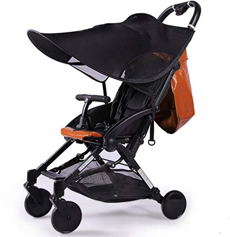 AIXING Pare Soleil Poussette Canne Universelle - Protection Anti UV UPF50+ Auvent De Poussette Protection Solaire Housse De Soleil pour Poussette Bébé Noir