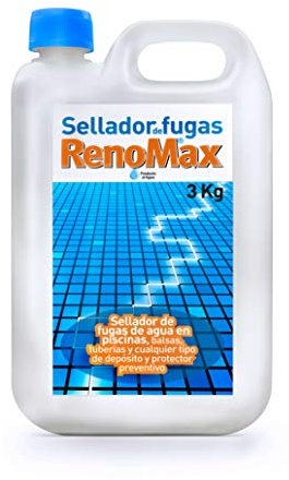 Renomax - Sellador Fugas Agua | Sellador Fugas Piscina, Balsas y Tuberías | Impermeabilizante Transparente, Reparación Rápida y Duradera | Fácil de Aplicar, Seguro y Eficaz | 3kg