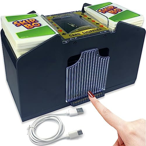 Automatischer Mixer für elektrische Karten, Mixer, USB, Poker Casino, Mixer UNO/Blackjack/Rami/Krieg/Texas/Holem/Plo/Omaha/Stud Skip Po (USB/Battery Powered 1-4 Decks)