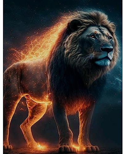 NAIMOER Löwe Diamond Painting Kits für Erwachsene Kinder, 5D Diamant Painting Tiere Bilder Erwachsene, Diamond Painting Löwen König Bilder Kinder Malerei Set für Home Dekor 30x40cm