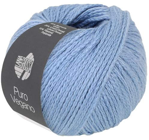 LANA GROSSA Puro Vegano | Kettgarnkonstruktion ohne tierische Fasern | Handstrickgarn aus 65% Baumwolle, 20% Lyocell (Tencel) & 15% Polyamid | 50g Wolle zum Stricken & Häkeln | 90m Garn FB 12