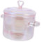 Operitacx 1.5L Glass Saucepan with Lid, Clear Cooking Pot with Two Handle, Stockpot Pot for Pasta Soup Noodle Milk Water Boiling Stock Cookware (Pink)