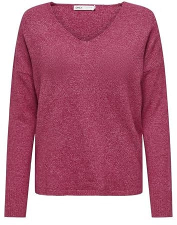 ONLY Damen Strickpullover V-Ausschnitt Sweater Onlrica Life L/S V-Neck Pullo KNT Noos 15224360,Granita/Detail:w. Melange,M