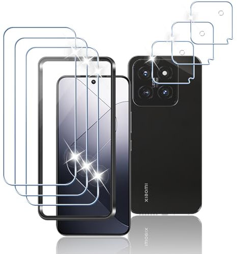 Tomooo Cristal Templado Compatible con Xiaomi 14, 3 Piezas 9H Anti-Arañazos Protector de Pantalla, 3 Piezas Protector de Lente, Antihuellas, Ultra Transparente, Sin Burbujas