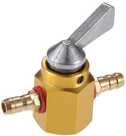 X AUTOHAUX Gas Inline Petrol On-Off Fuel Tap Petcock Valve Switch 6mm Gold Tone